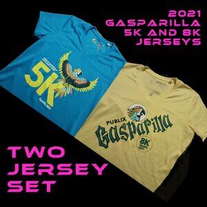 2 JERSEY SET - GASPARILLA 5K + 8K 2021 OFFICIAL TEES - Medium - Sports Running